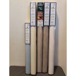 Lot Of (4) Charles Craft Aida 14 Count 20"X24" And (1) Aida 14 Count 15”X18"
